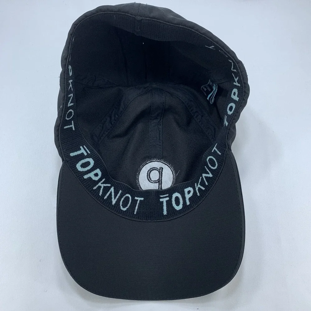 TopKnot Ponytail Hat M/L Black Stretch Fit Magnetic Opening Women's Baseball Cap